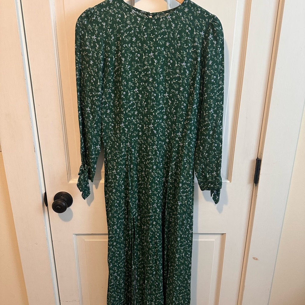 Reformation Green Floral Long Sleeve Dress NWT